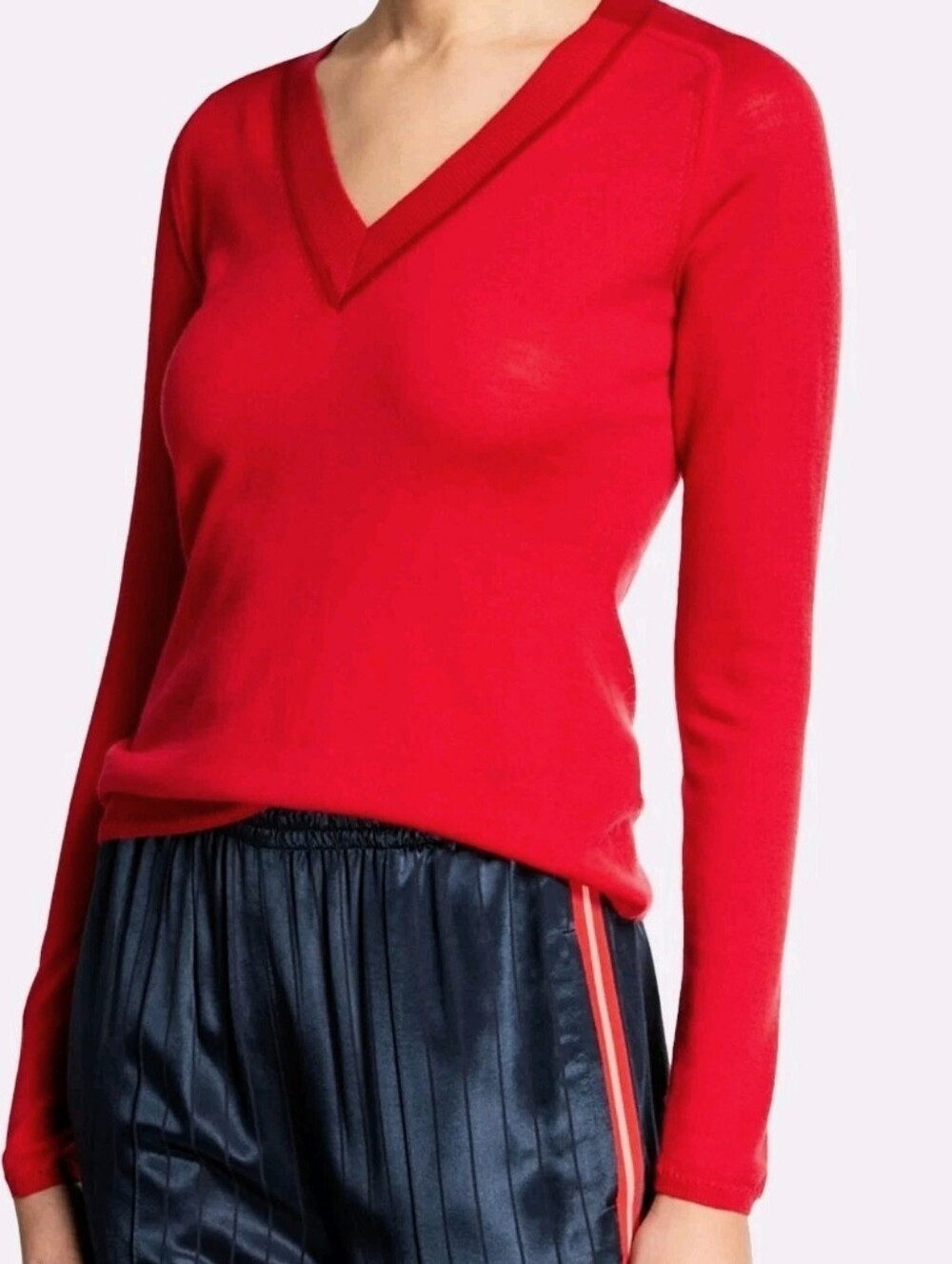 Rag & Bone Pamela Sweater Red Merino Wool V-Neck
